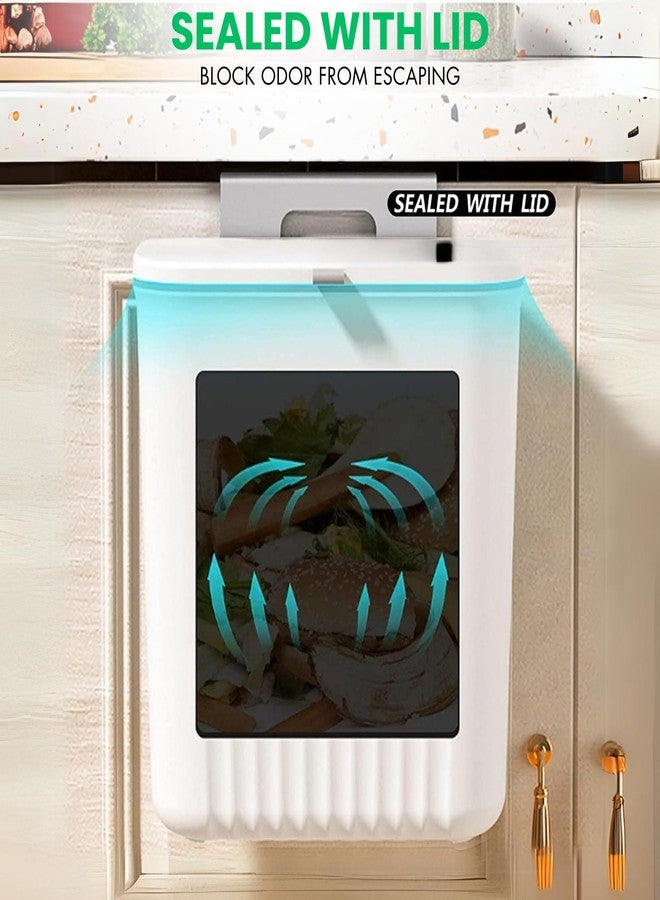 Home Essentials HomeEssentials Plastic Kitchen Dustbin - Modern Lightweight Hanging Garbage Bin for Home, Office / 9 Liters, White/Open Top with Handle/Ideal for Kitchen, Bathroom and Cabinet Door (White) - Image 4